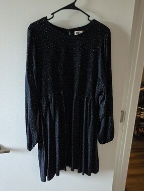 SO Black Dress with White Polka Dot Smocked Bodice